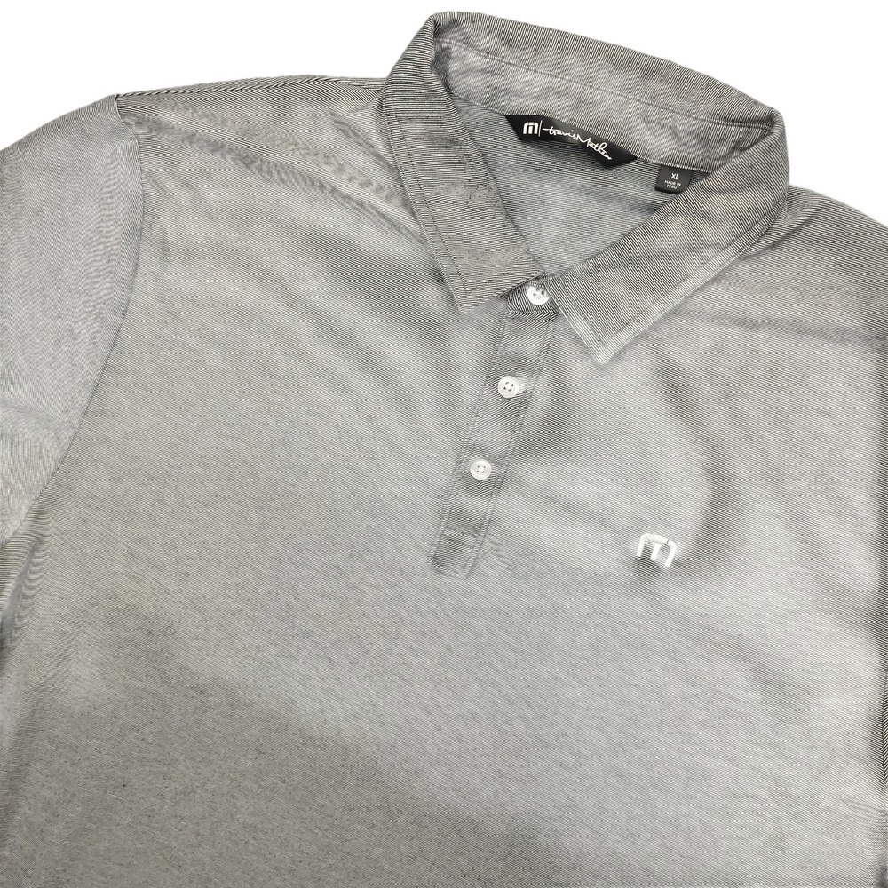 TravisMathew Polo Shirt Mens XL Gray Microstripe Golf Performance Short Sleeve